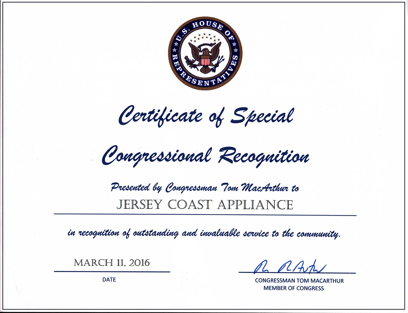 Congressionl-Recognition
